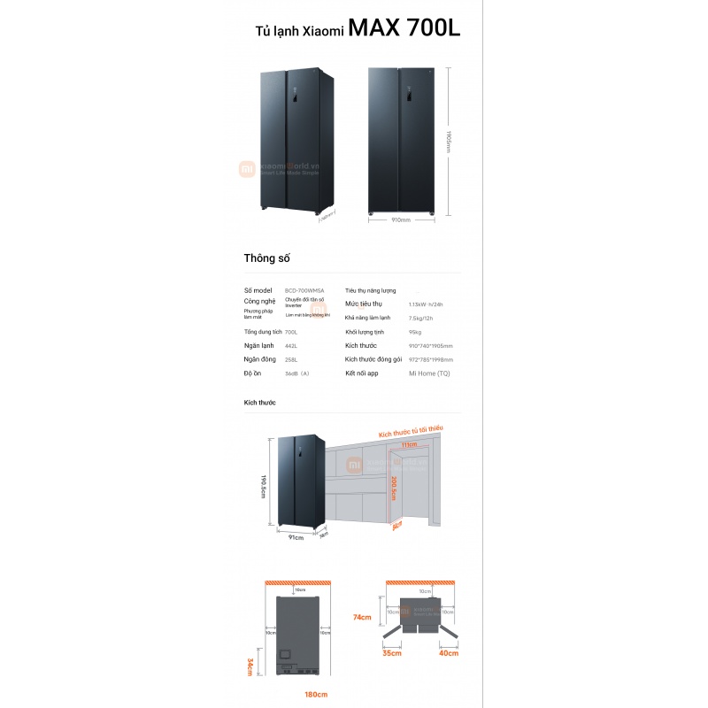 Tủ Lạnh Thông Minh Xiaomi Mijia MAX 700L - BCD-700WMSA